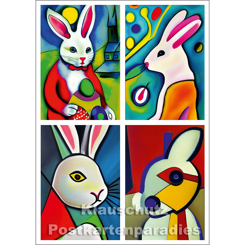 Kunst Osterhasen modern | Postkarte Postkartenparadies
