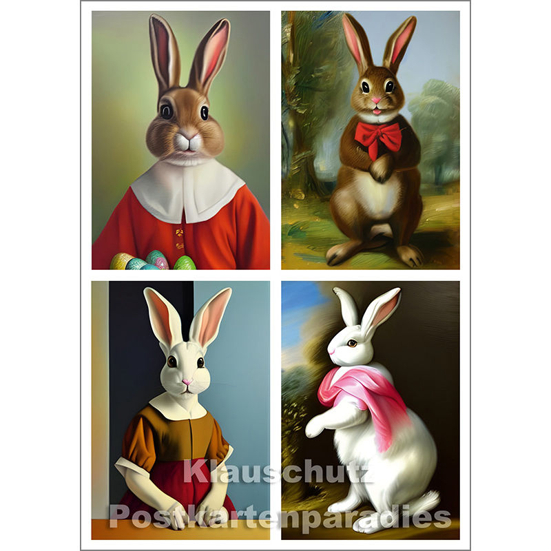 Kunst Osterhasen klassisch | Postkarte Postkartenparadies